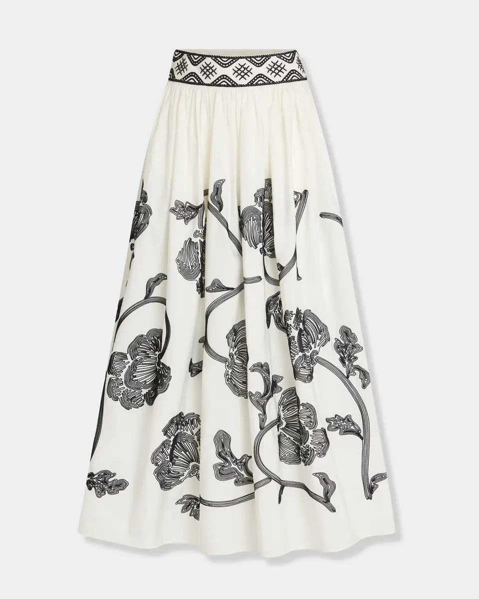 Emporio Sirenuse Ombretta Skirt with Peony Embroidery | Thumbnail 7 Emporio Sirenuse Ombretta Skirt with Peony Embroidery | Thumbnail 7
