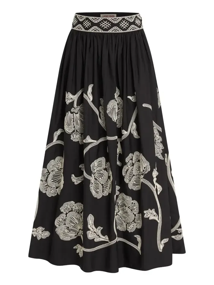 Ombretta Skirt with Peony Embroidery Ombretta Skirt with Peony Embroidery