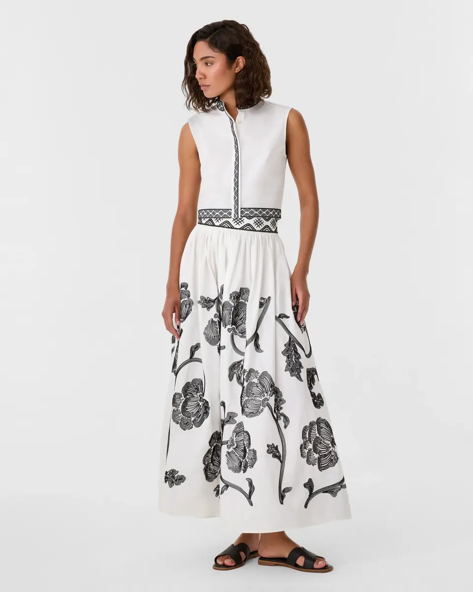 Emporio Sirenuse Ombretta Skirt with Peony Embroidery | Thumbnail 2
