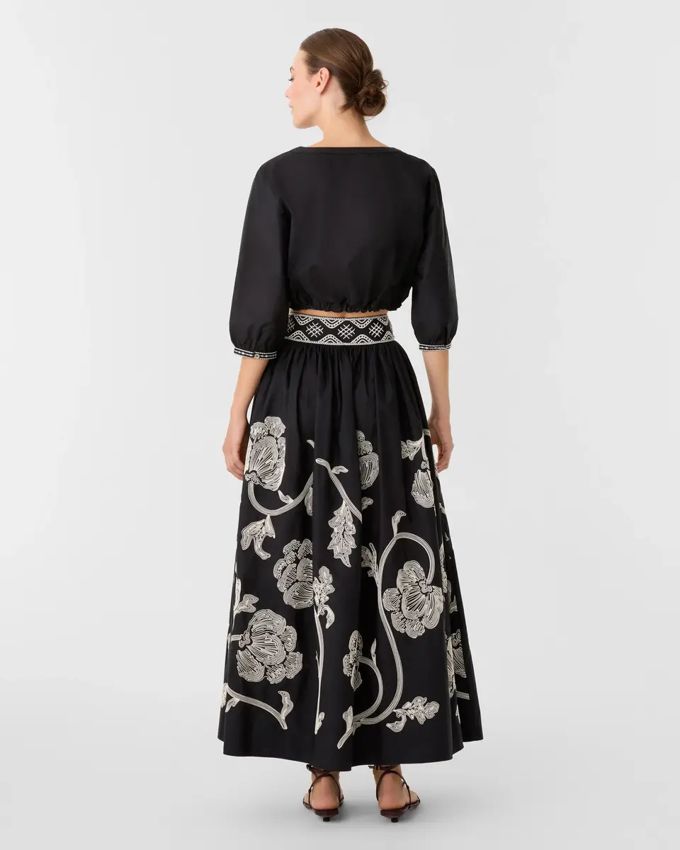 Emporio Sirenuse Ombretta Skirt with Peony Embroidery | Thumbnail 12