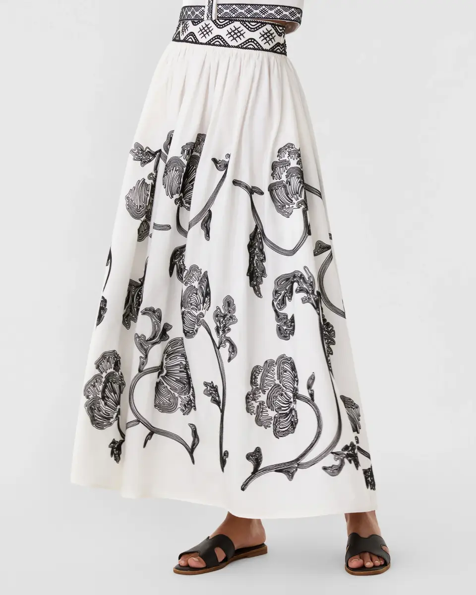 Emporio Sirenuse Ombretta Skirt with Peony Embroidery | Thumbnail 3