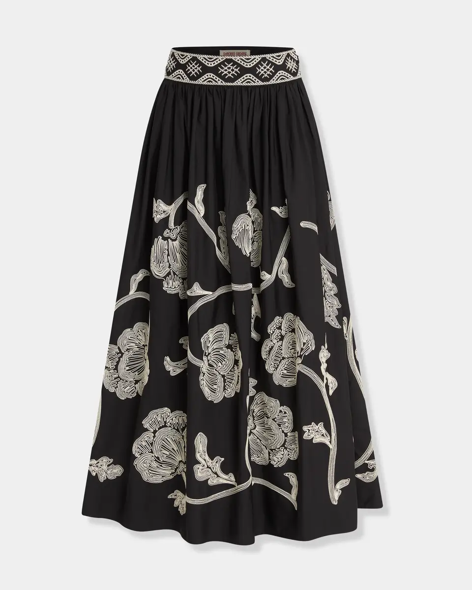 Emporio Sirenuse Ombretta Skirt with Peony Embroidery | Thumbnail 7