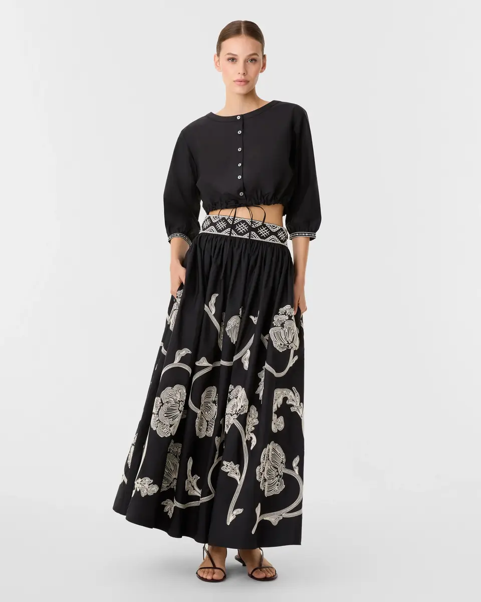 Emporio Sirenuse Ombretta Skirt with Peony Embroidery | Thumbnail 8