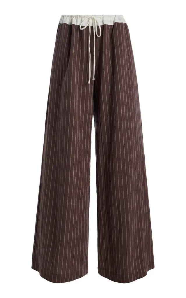 ELCE Verci Striped Cotton-Linen Wide-Leg Pants