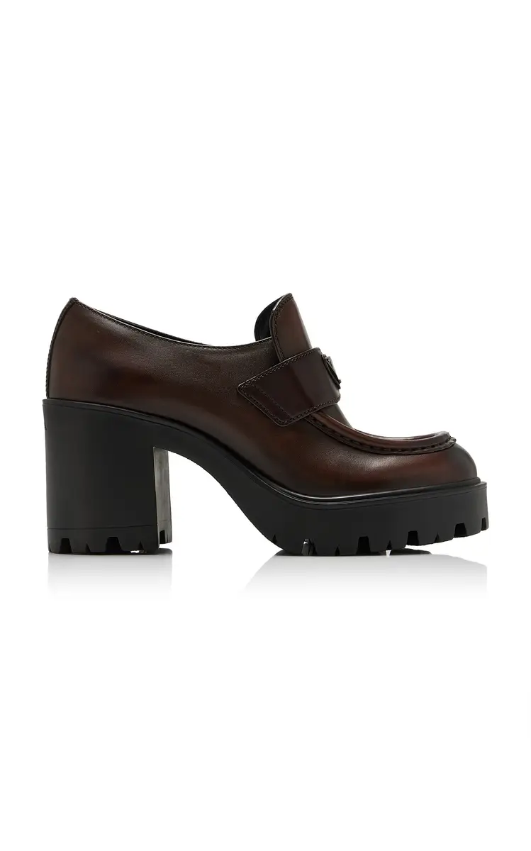 Prada Leather Platform Loafer Pumps | Thumbnail 2 Prada Leather Platform Loafer Pumps | Thumbnail 2