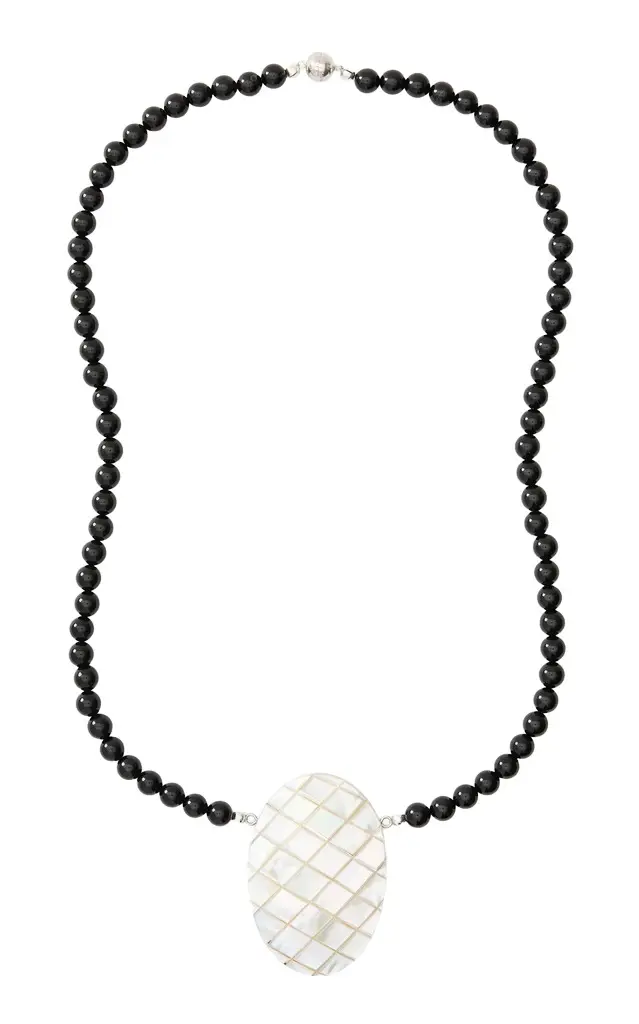 Julietta Isotta Rhodium-Plated Brass Mother-of-Pearl and Onyx Necklace