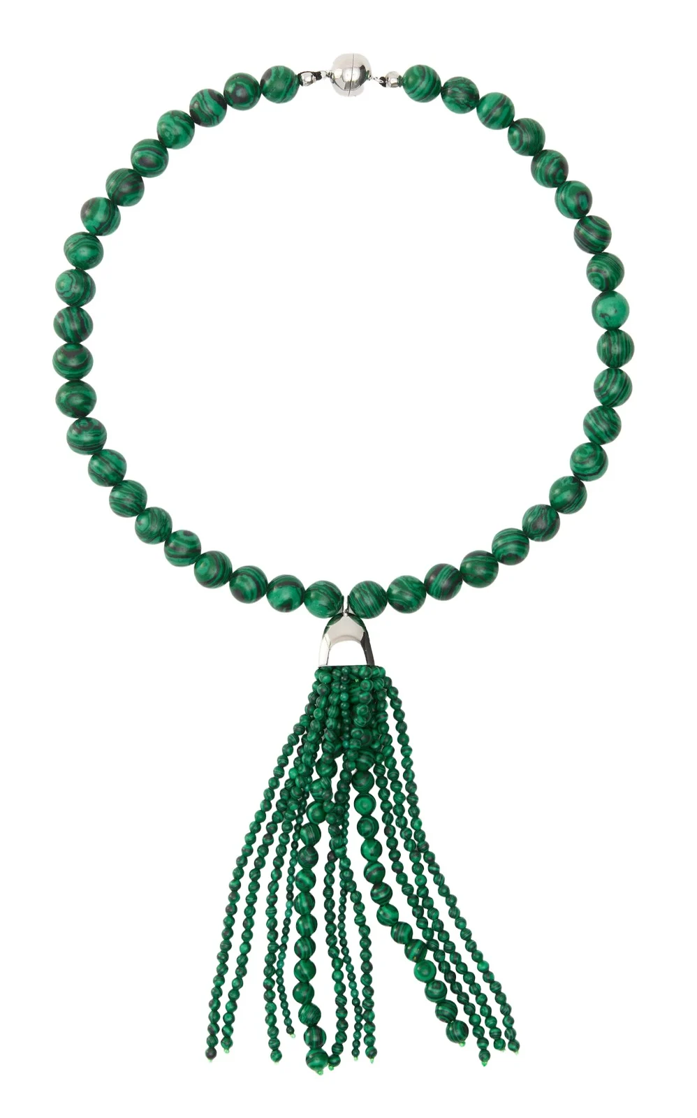 Julietta Delfina Rhodium-Plated Brass Malachite Necklace