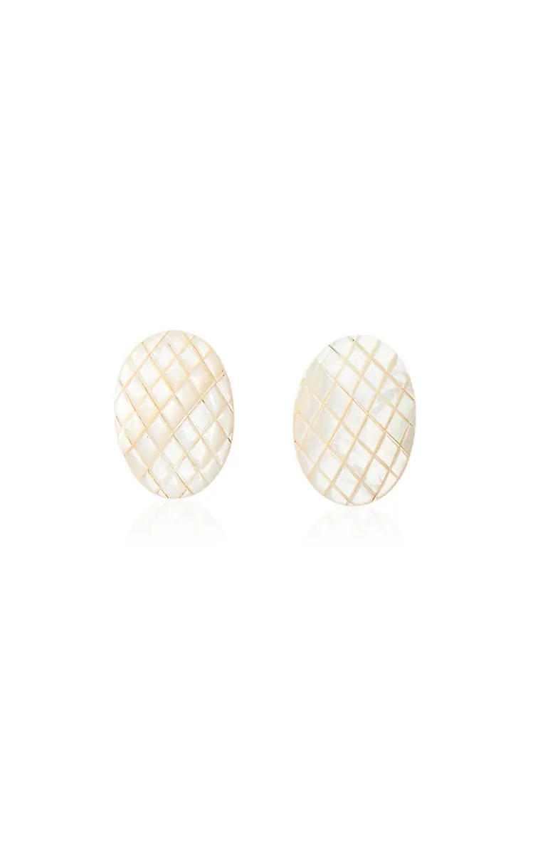 Isotta Rhodium-Plated Brass Mother-of-Pearl Earrings Isotta Rhodium-Plated Brass Mother-of-Pearl Earrings