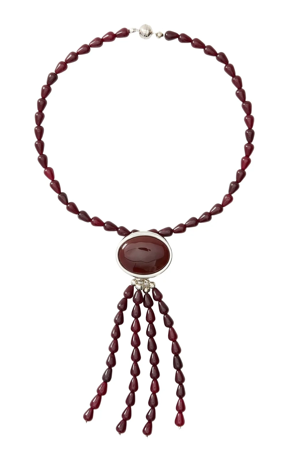 Julietta Clio Rhodium-Plated Brass Carnelian Necklace