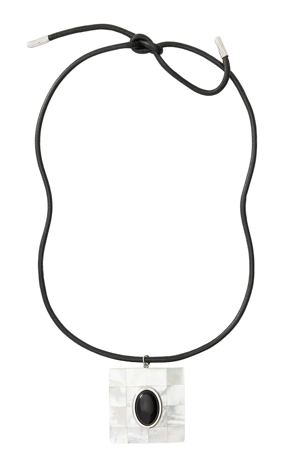 Chamonix Rhodium-Plated Brass Mother of Pearl and Onyx Necklace Chamonix Rhodium-Plated Brass Mother of Pearl and Onyx Necklace
