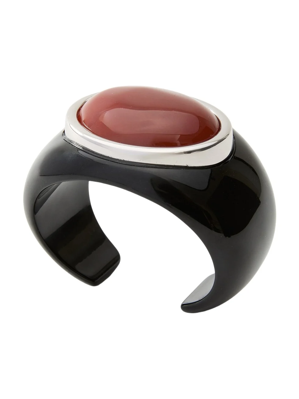 Julietta Lina Rhodium-Plated Brass Resin and Carnelian Cuff