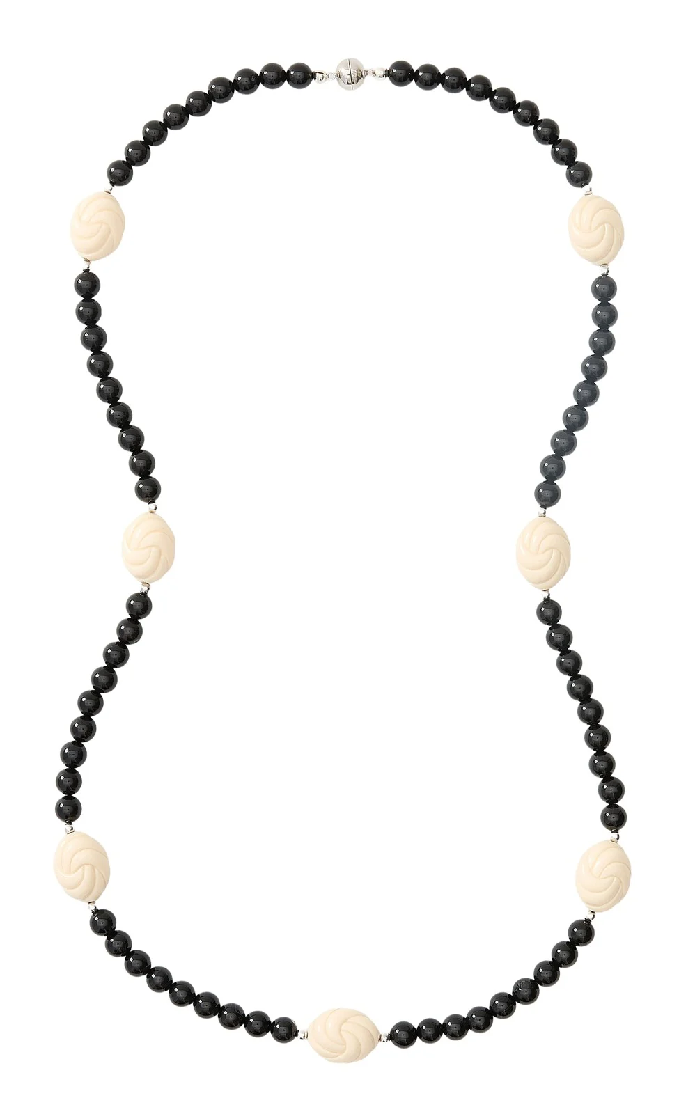 Julietta Myra Rhodium-Plated Brass Onyx and Resin Necklace