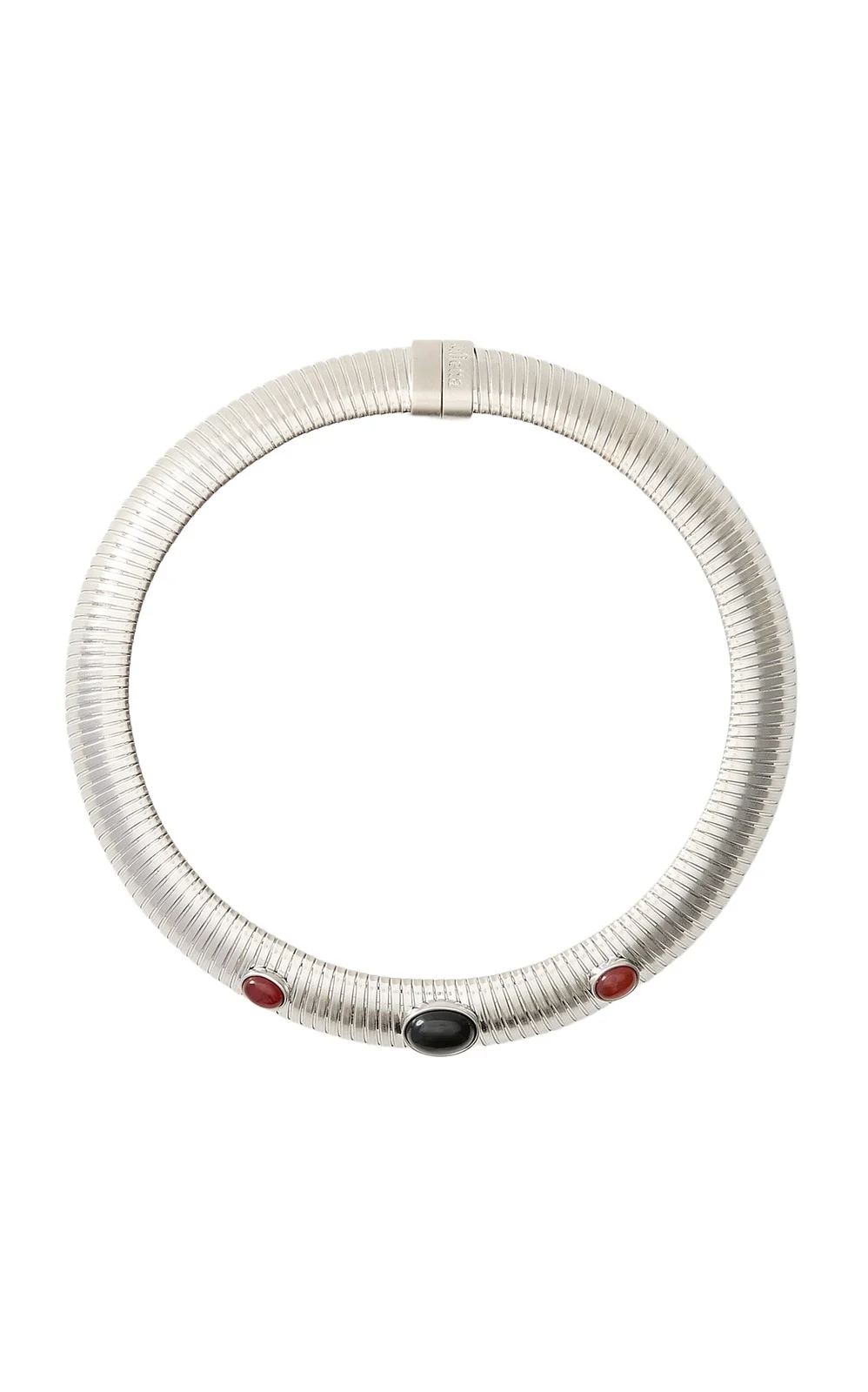 Julietta Astra Rhodium-Plated Brass Onyx and Carnelian Necklace