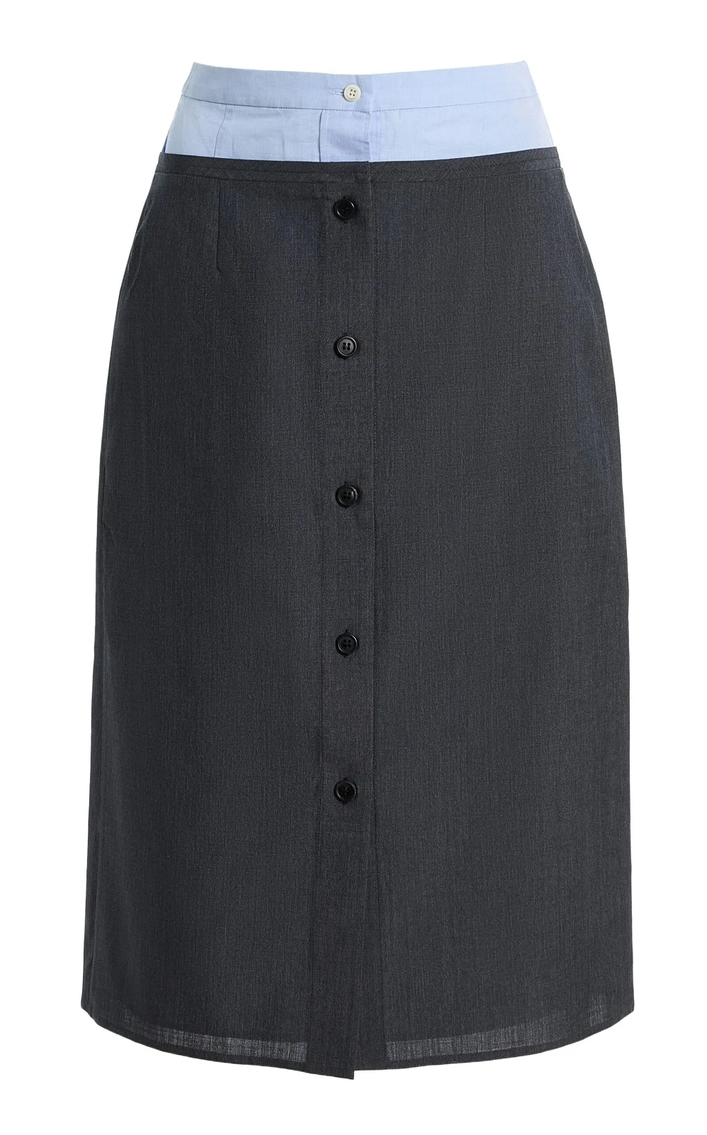 Prada Layered Poplin and Wool Midi Skirt