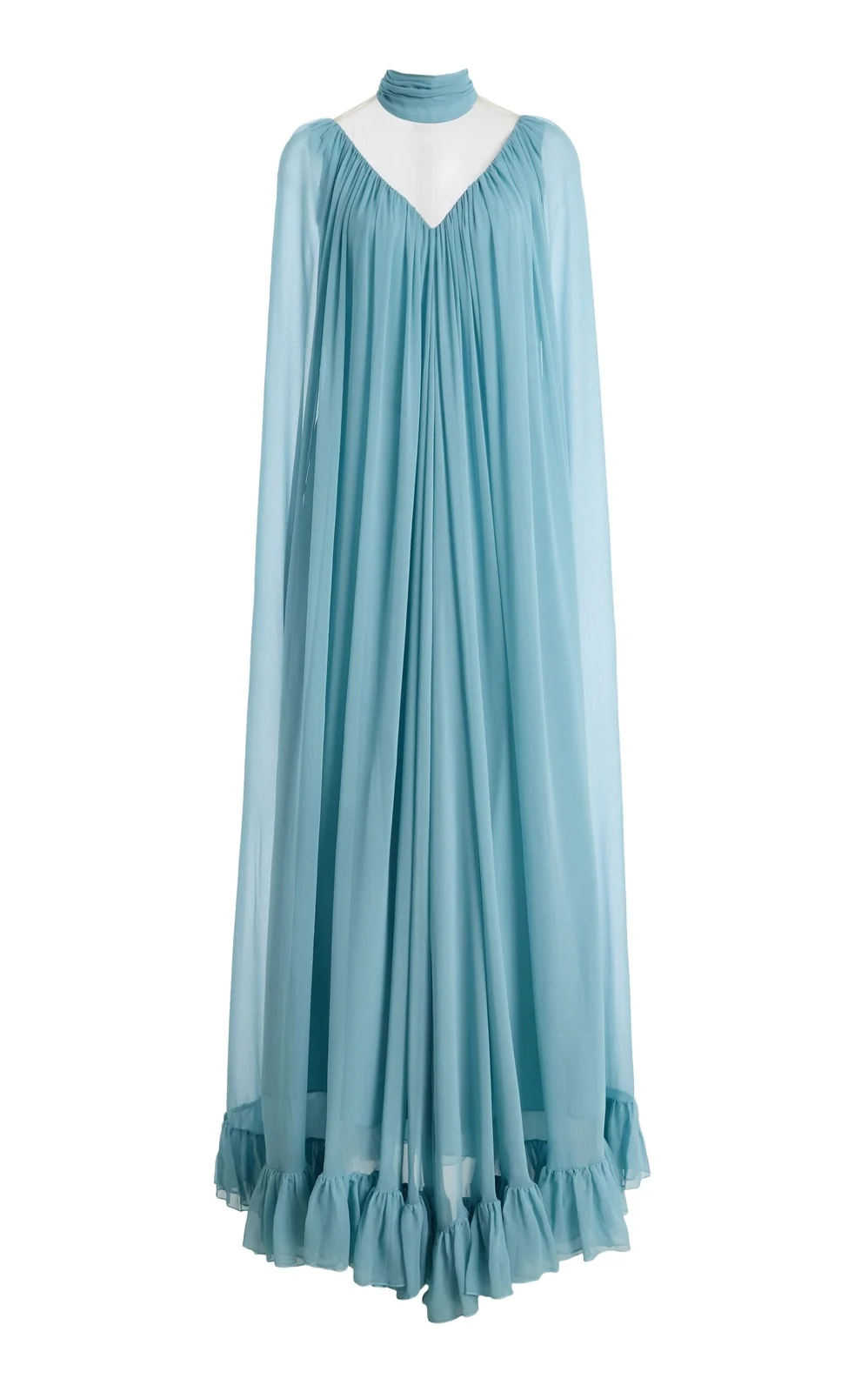 Rodarte Pleated Cape Chiffon Gown