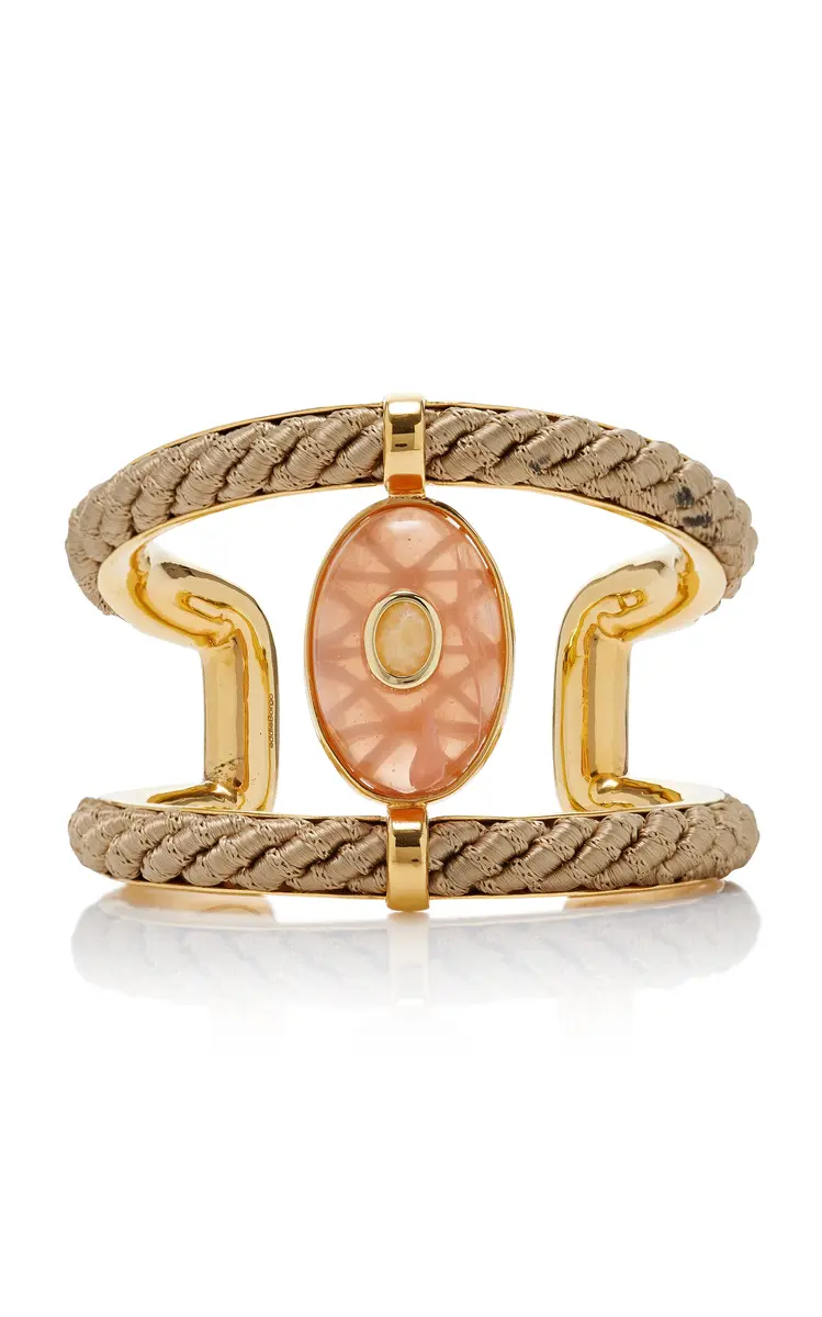 EDDIE BORGO Robinson 12K Gold-Plated Brass Amber and Aragonite Cuff