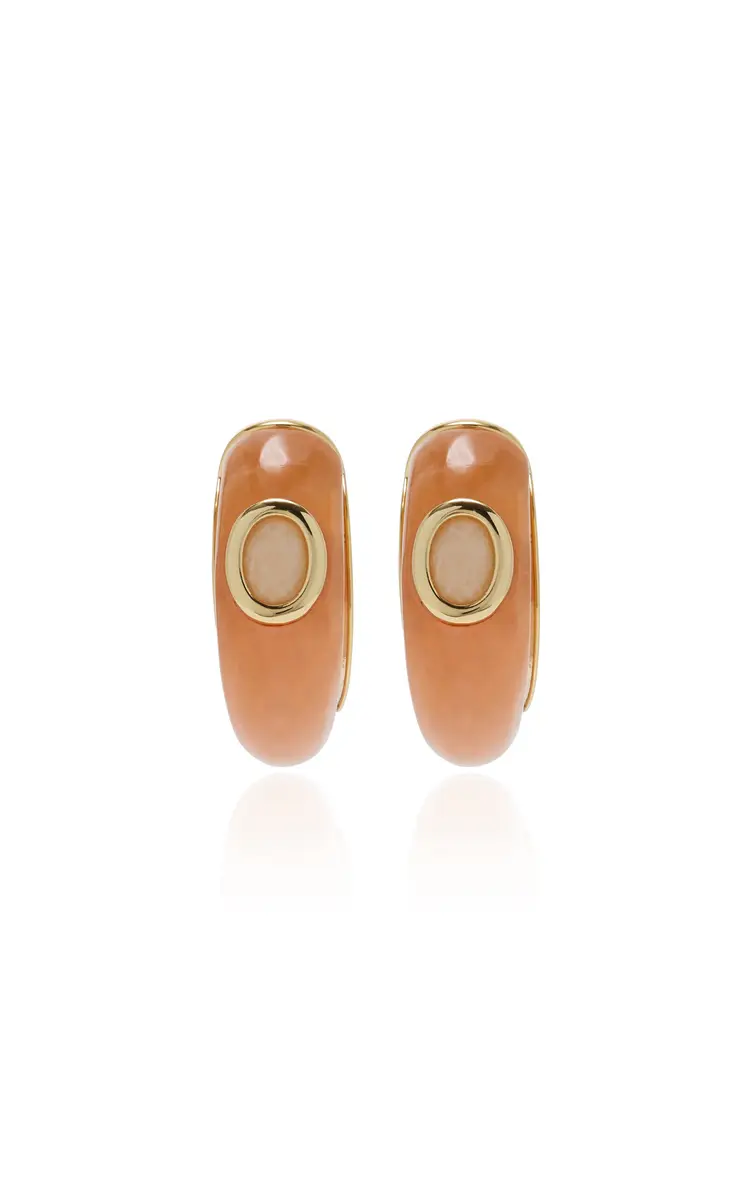 EDDIE BORGO Callie 12K Gold-Plated Brass Amber and Aragonite Hoop Earrings | Thumbnail 2 EDDIE BORGO Callie 12K Gold-Plated Brass Amber and Aragonite Hoop Earrings | Thumbnail 2