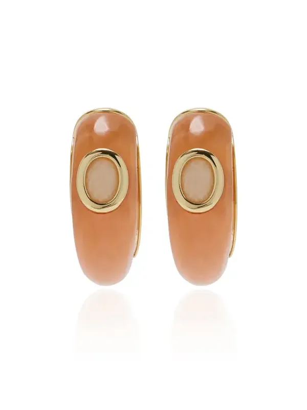 Callie 12K Gold-Plated Brass Amber and Aragonite Hoop Earrings