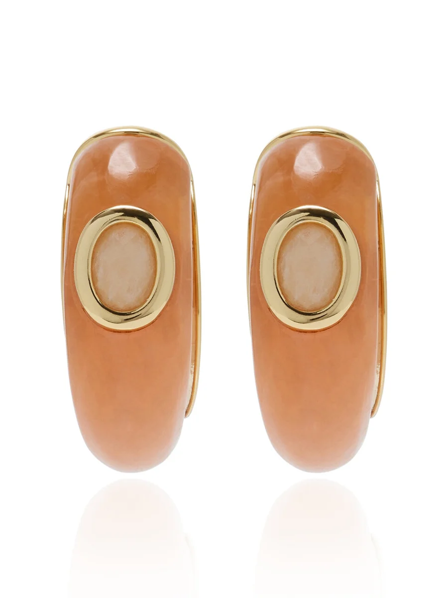 EDDIE BORGO Callie 12K Gold-Plated Brass Amber and Aragonite Hoop Earrings