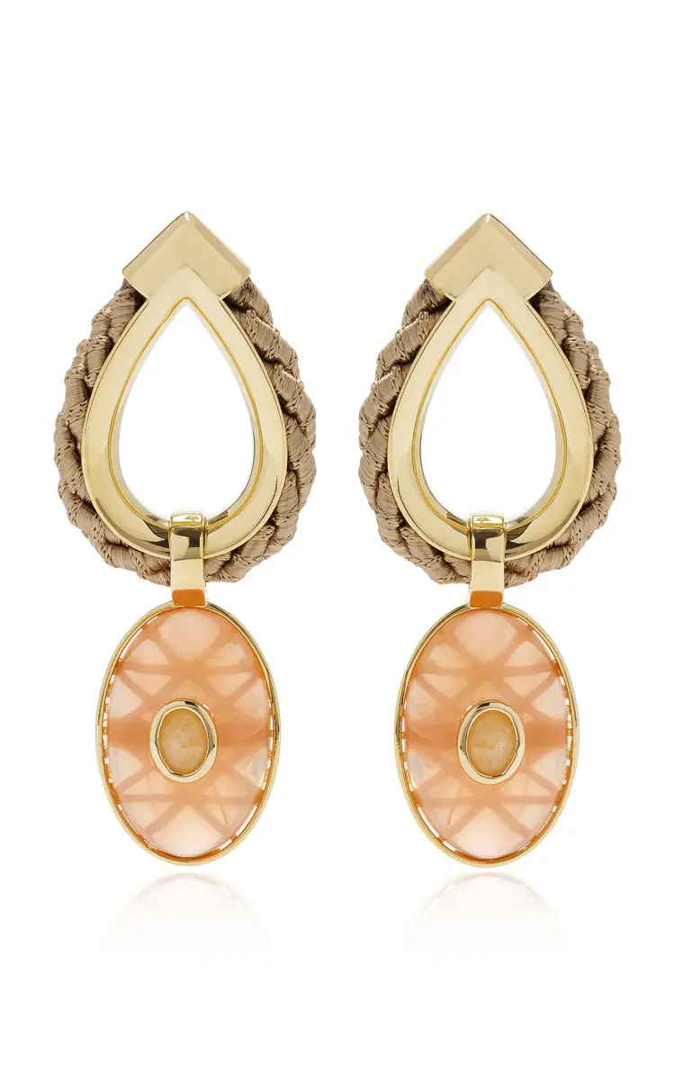 EDDIE BORGO Robinson 12K Gold-Plated Brass Amber and Aragonite Earrings | Thumbnail 2 EDDIE BORGO Robinson 12K Gold-Plated Brass Amber and Aragonite Earrings | Thumbnail 2