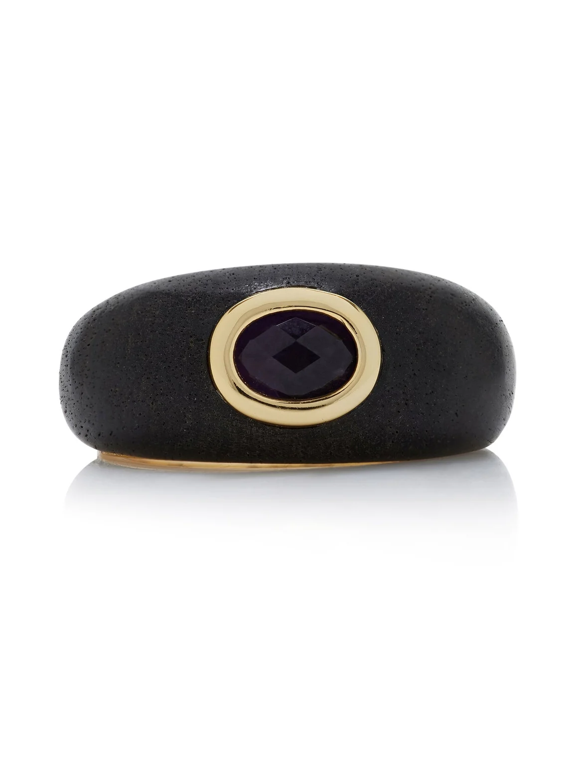 EDDIE BORGO Callie 12K Gold-Plated Brass Ebony and Amethyst Ring