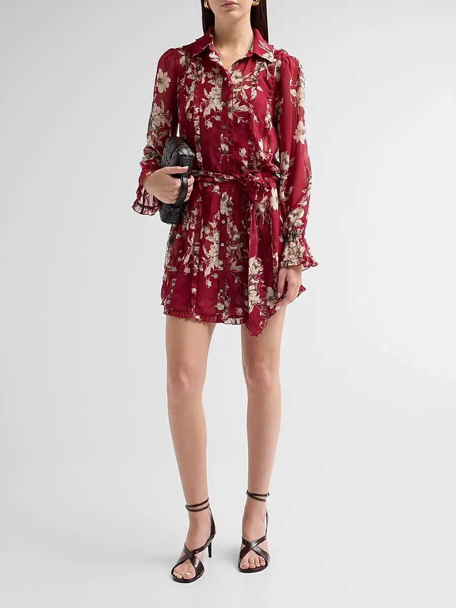 Cinq à Sept Women's Handsketched Floral Estelle Mini Dress | Thumbnail 2 Cinq à Sept Women's Handsketched Floral Estelle Mini Dress | Thumbnail 2