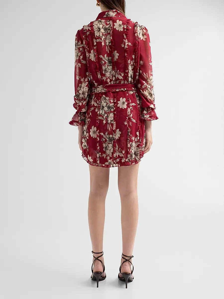 Cinq à Sept Women's Handsketched Floral Estelle Mini Dress | Thumbnail 3 Cinq à Sept Women's Handsketched Floral Estelle Mini Dress | Thumbnail 3