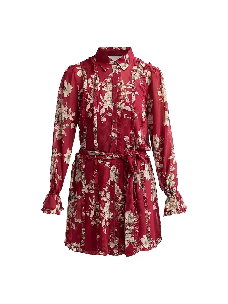 Cinq à Sept Women's Handsketched Floral Estelle Mini Dress - Berrywine Gardenia | Image 1 Cinq à Sept Women's Handsketched Floral Estelle Mini Dress - Berrywine Gardenia | Image 1