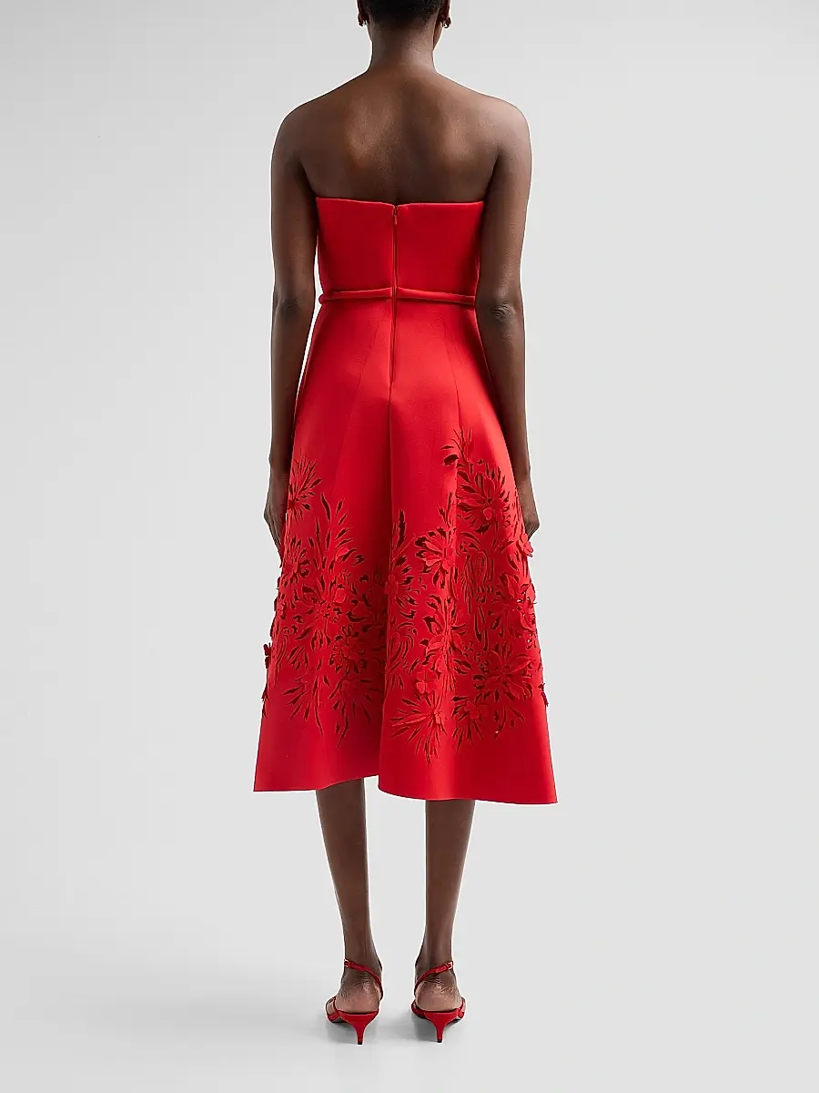 BADGLEY MISCHKA Women's Floral Laser-Cut Strapless Cocktail Dress | Thumbnail 3 BADGLEY MISCHKA Women's Floral Laser-Cut Strapless Cocktail Dress | Thumbnail 3