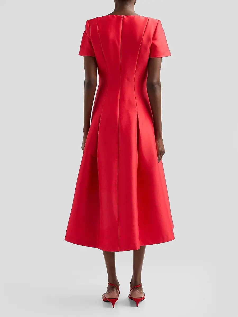 BADGLEY MISCHKA Women's Stretch Mikado V-Neck Midi Dress | Thumbnail 3 BADGLEY MISCHKA Women's Stretch Mikado V-Neck Midi Dress | Thumbnail 3