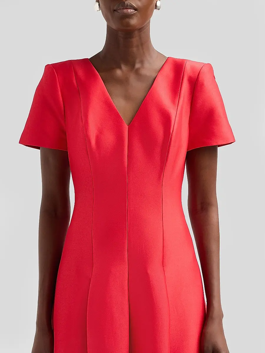 BADGLEY MISCHKA Women's Stretch Mikado V-Neck Midi Dress | Thumbnail 5 BADGLEY MISCHKA Women's Stretch Mikado V-Neck Midi Dress | Thumbnail 5