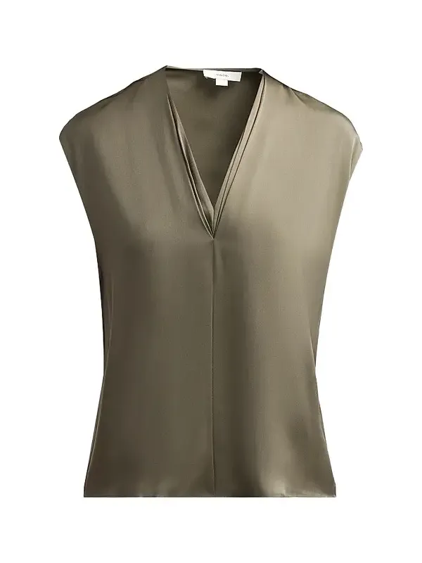 Women's Double V-Neck Silk-Blend Top Women's Double V-Neck Silk-Blend Top