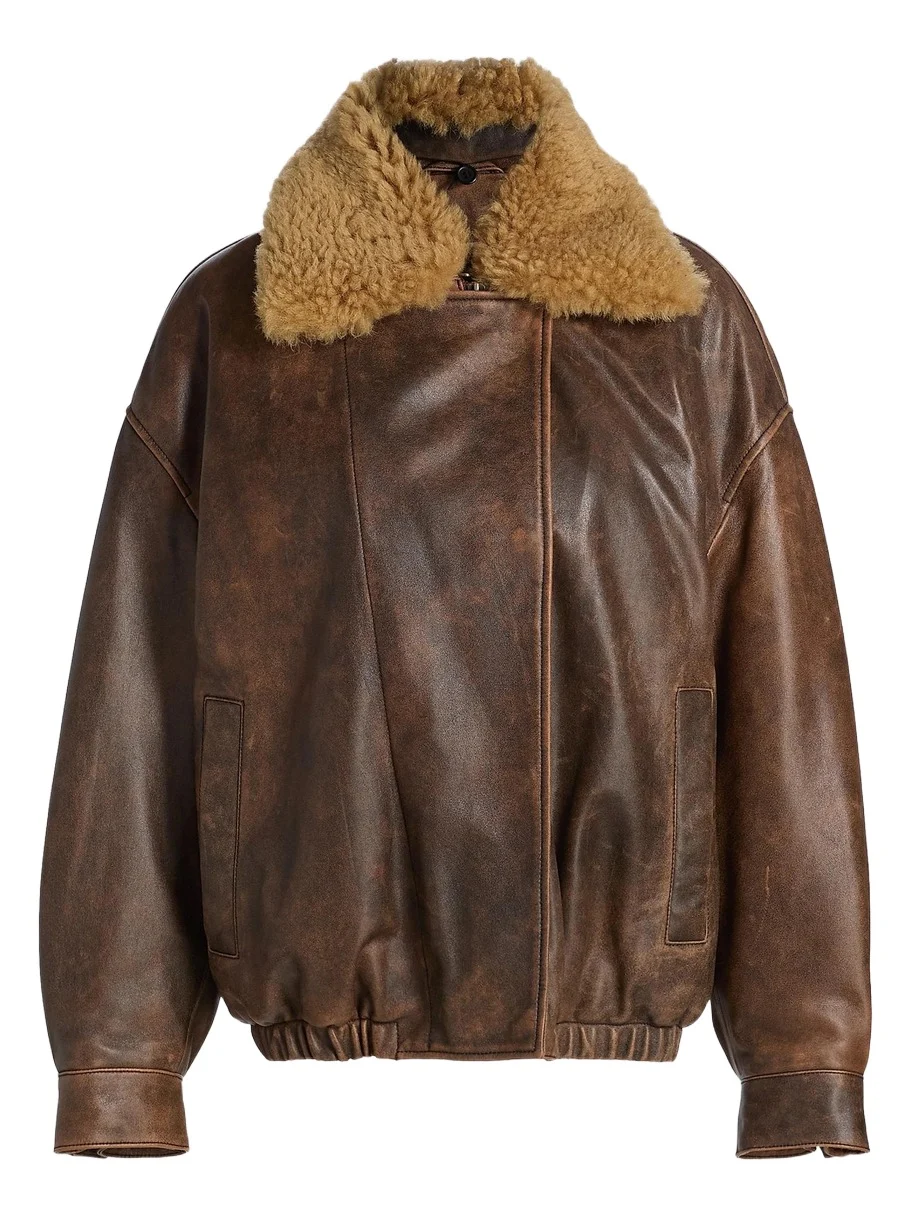 Women's Leather Bomber Jacket