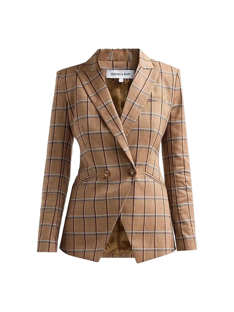 Veronica Beard Women's Rickie Plaid Dickey Jacket - Ochre Multi | Image 1 Veronica Beard Women's Rickie Plaid Dickey Jacket - Ochre Multi | Image 1