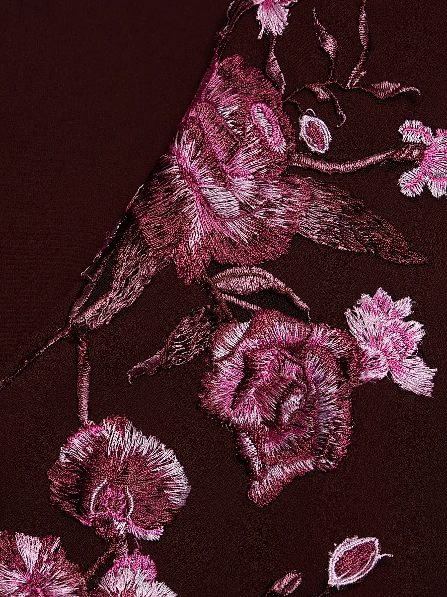 Naeem Khan Women's Floral-Appliqué Crepe Strapless Fit & Flare Gown - Bordeaux Pink | Thumbnail 7 Naeem Khan Women's Floral-Appliqué Crepe Strapless Fit & Flare Gown - Bordeaux Pink | Thumbnail 7