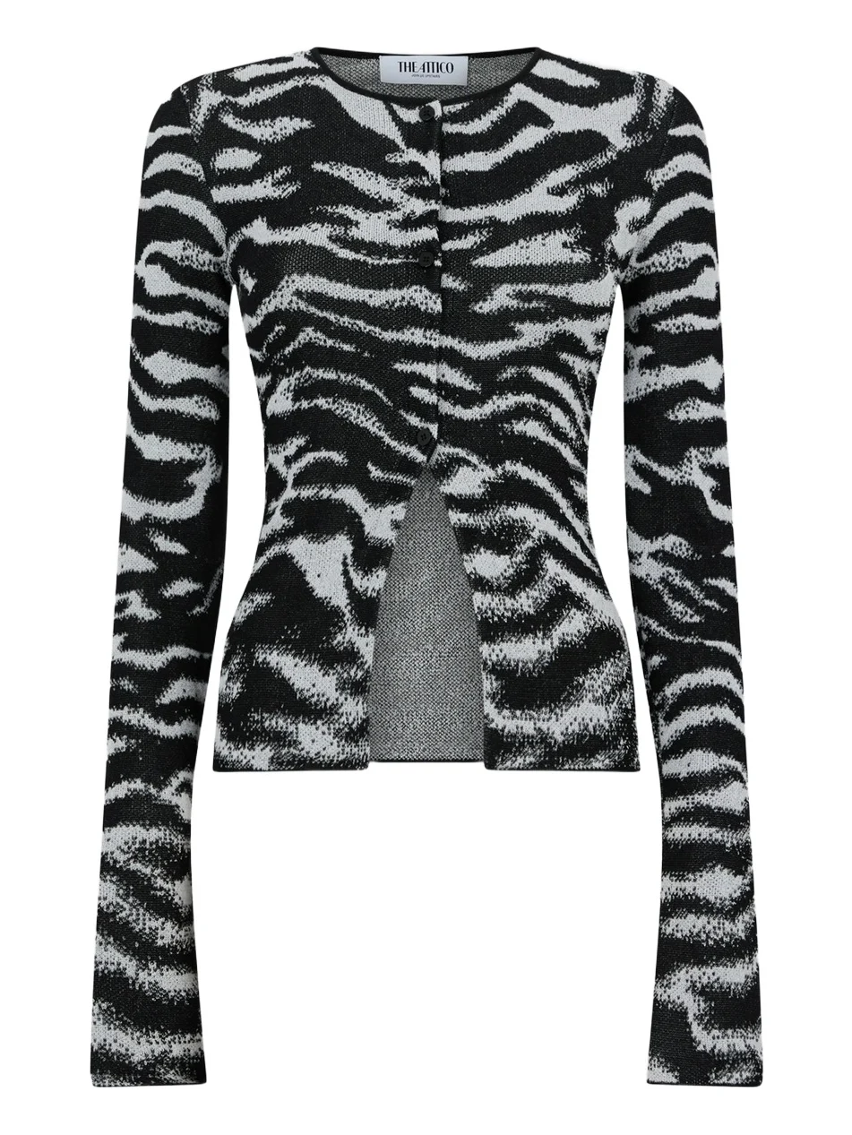 The Attico Women's Zebra Print Cardigan