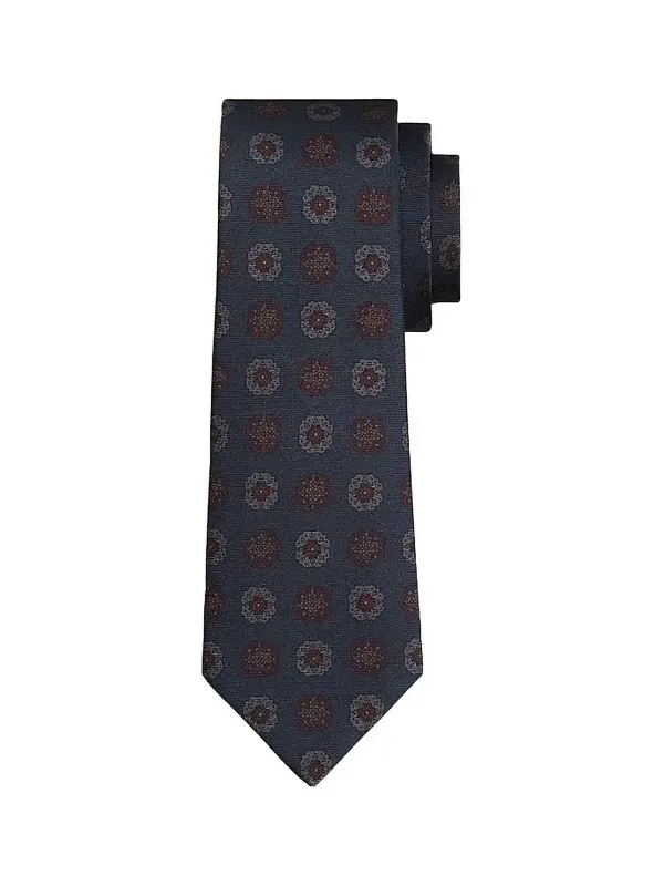 Men's Geometric Medallion Silk Tie