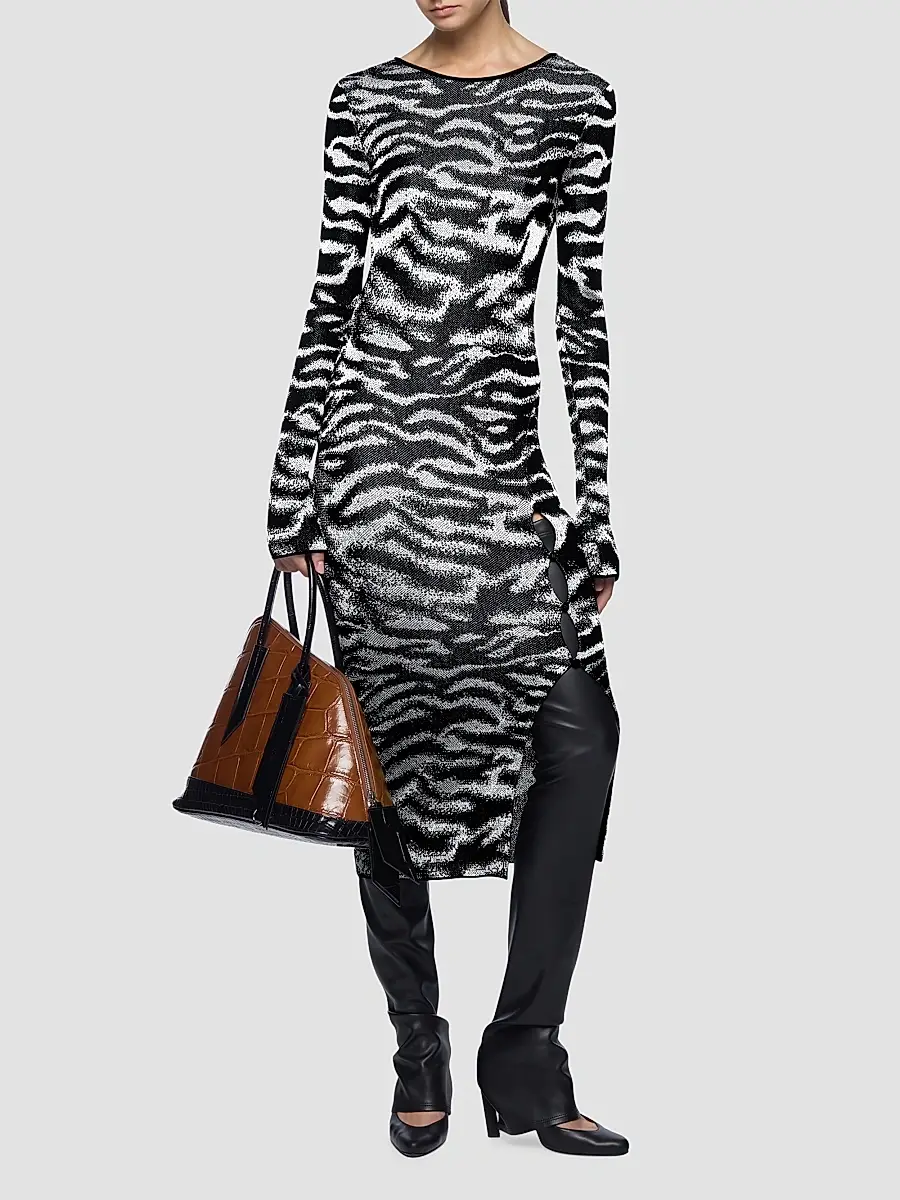 The Attico Women's Zebra Knit Scoopback Midi Dress | Thumbnail 2