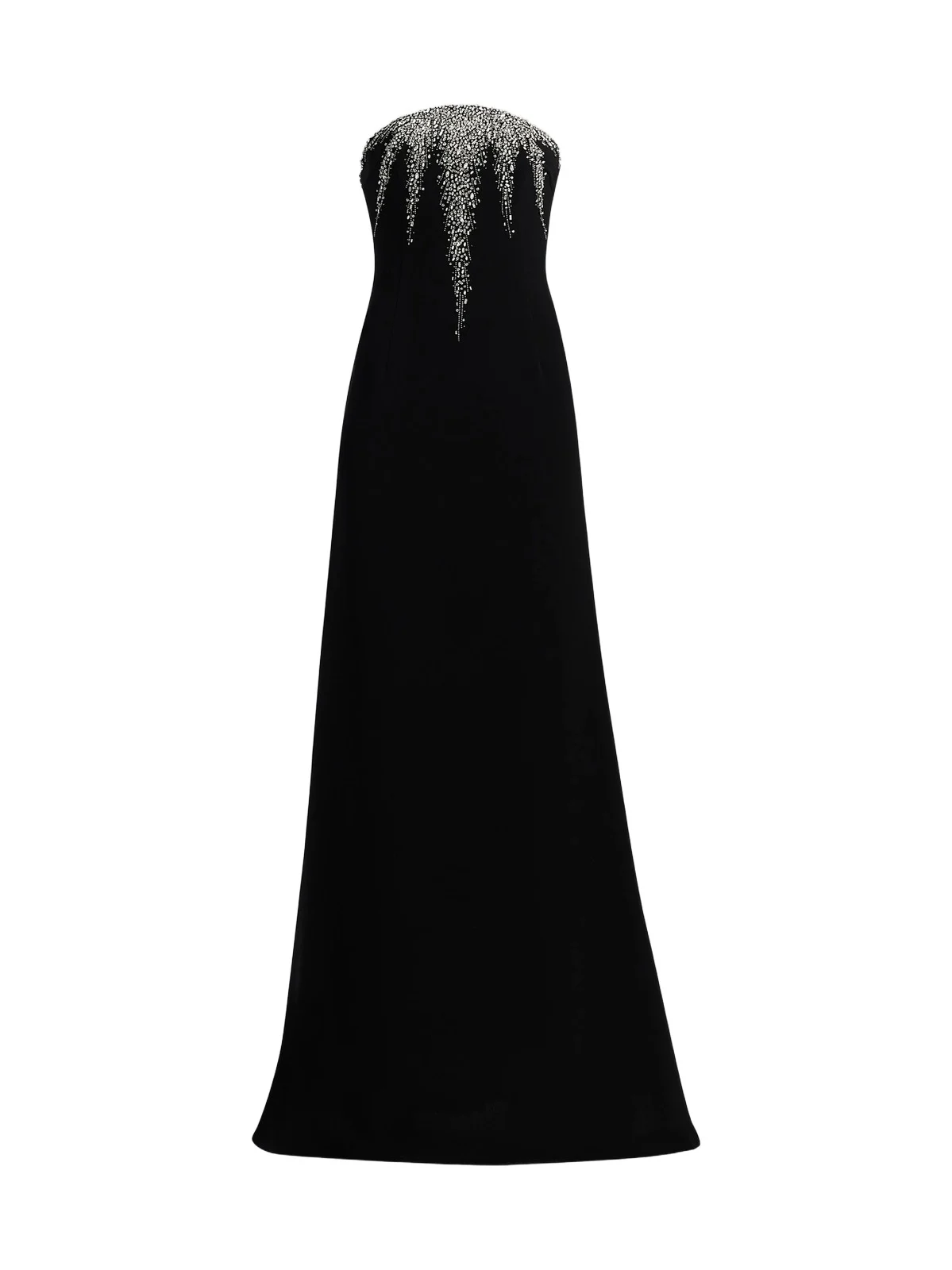 Women's Crystal-Embellished Crepe Strapless Fit & Flare Gown - Black Silver