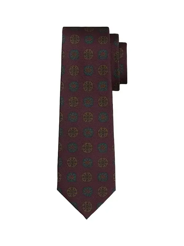 Men's Geometric Medallion Silk Tie Men's Geometric Medallion Silk Tie