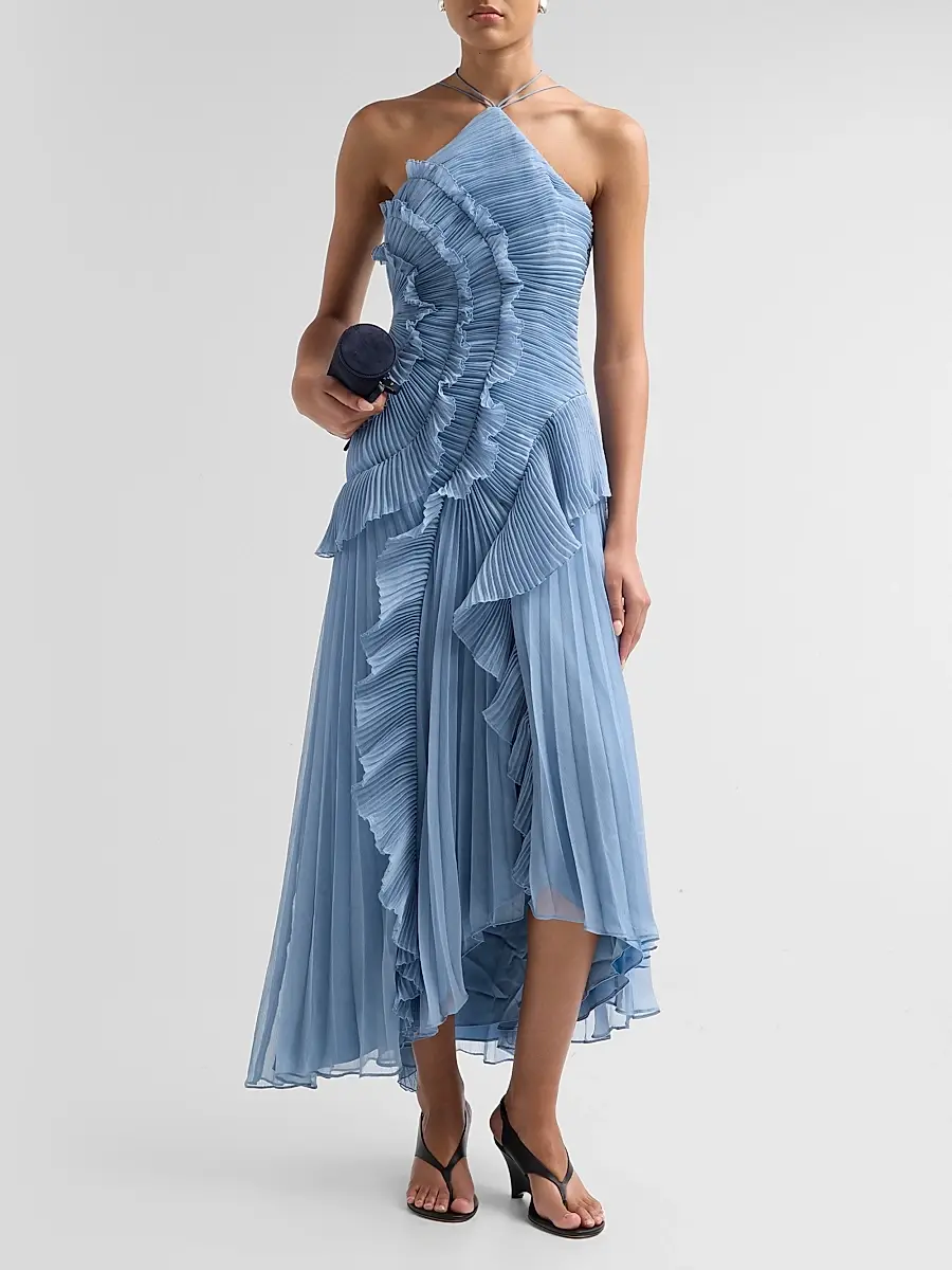 Amur Women's Lorelie Ruffle Halterneck Gown | Thumbnail 2 Amur Women's Lorelie Ruffle Halterneck Gown | Thumbnail 2