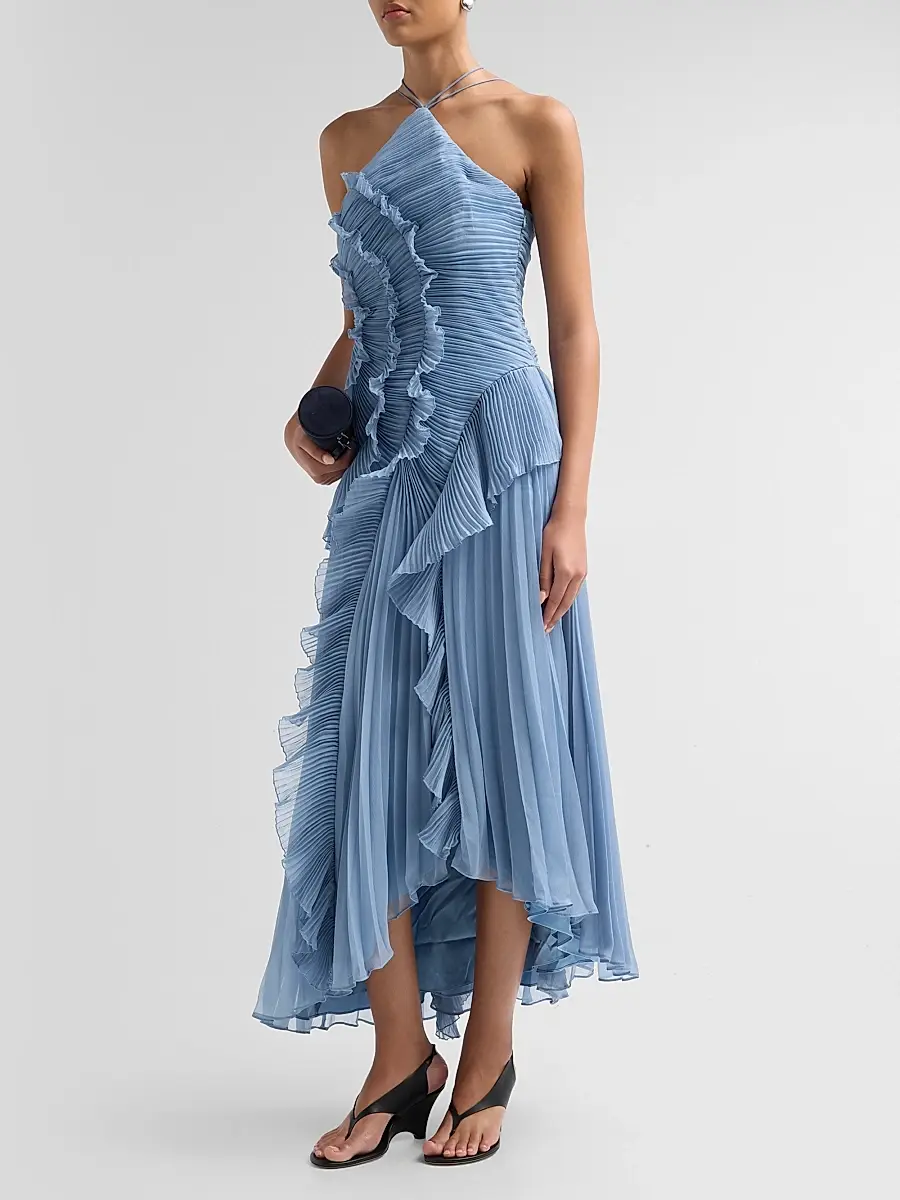 Amur Women's Lorelie Ruffle Halterneck Gown | Thumbnail 4 Amur Women's Lorelie Ruffle Halterneck Gown | Thumbnail 4