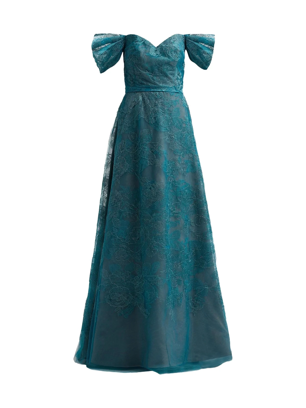 Rene Ruiz Collection Women's Off-the-Shoulder Embroidered Tulle A-Line Gown