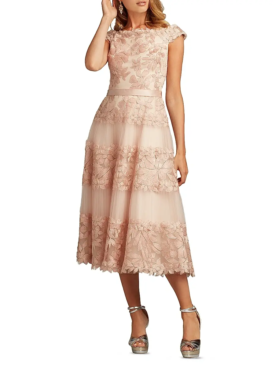 Tadashi Shoji Women's Floral Embroidered Off-The-Shoulder A-Line Dress | Thumbnail 2 Tadashi Shoji Women's Floral Embroidered Off-The-Shoulder A-Line Dress | Thumbnail 2