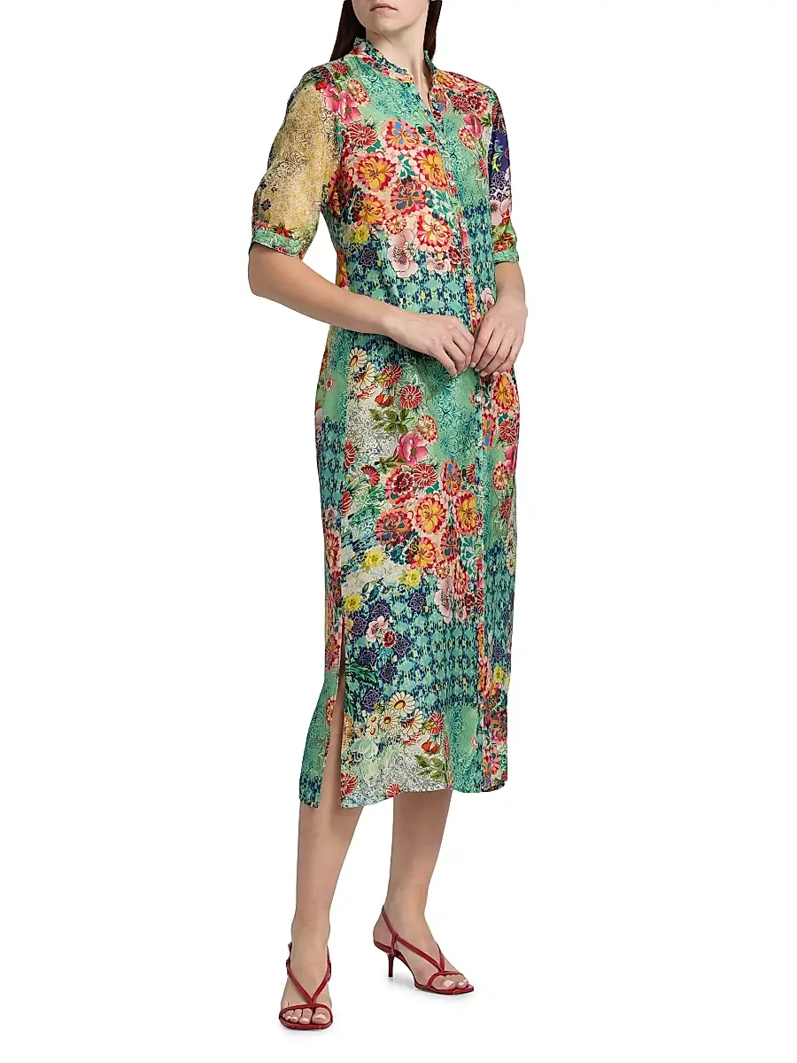 Johnny Was Women's Carlina Silk Midi-Shirtdress | Thumbnail 2 Johnny Was Women's Carlina Silk Midi-Shirtdress | Thumbnail 2