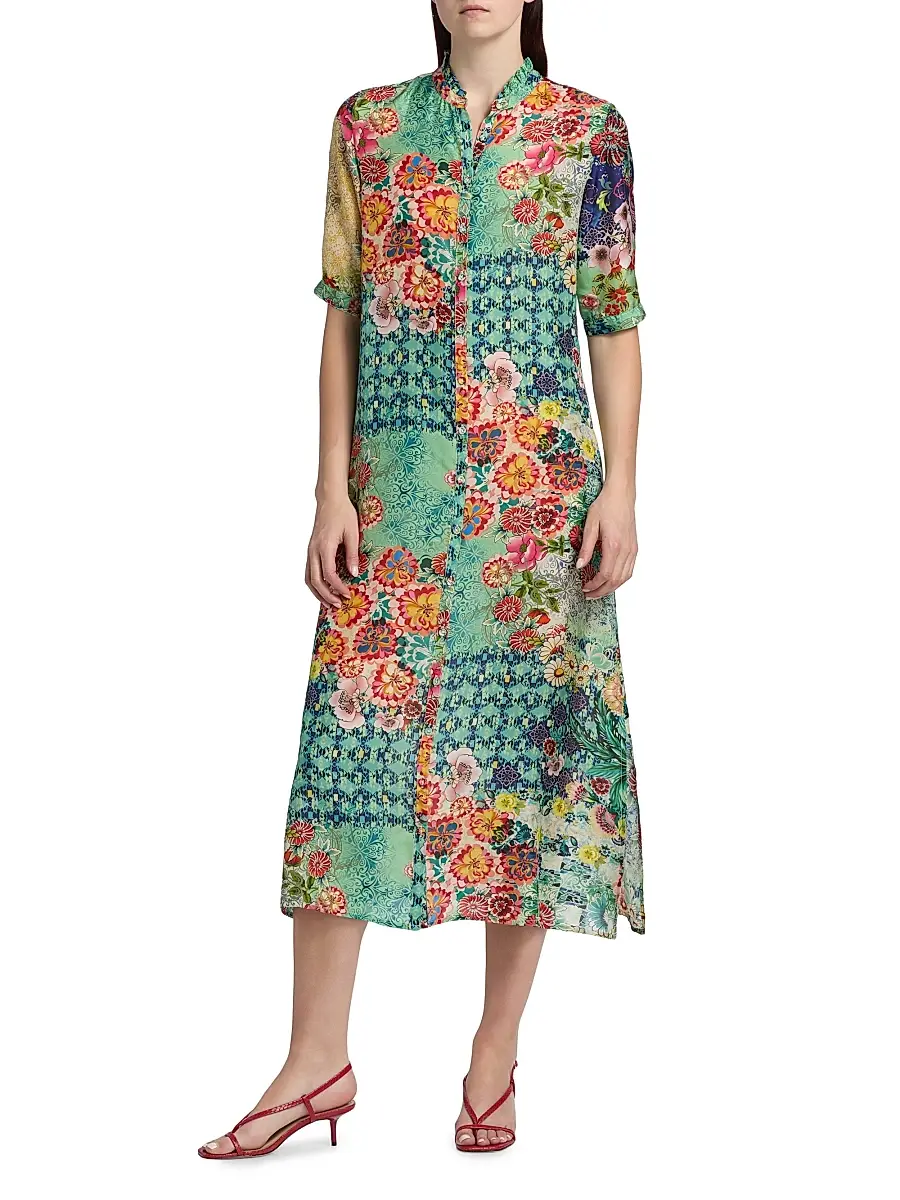Johnny Was Women's Carlina Silk Midi-Shirtdress | Thumbnail 3 Johnny Was Women's Carlina Silk Midi-Shirtdress | Thumbnail 3