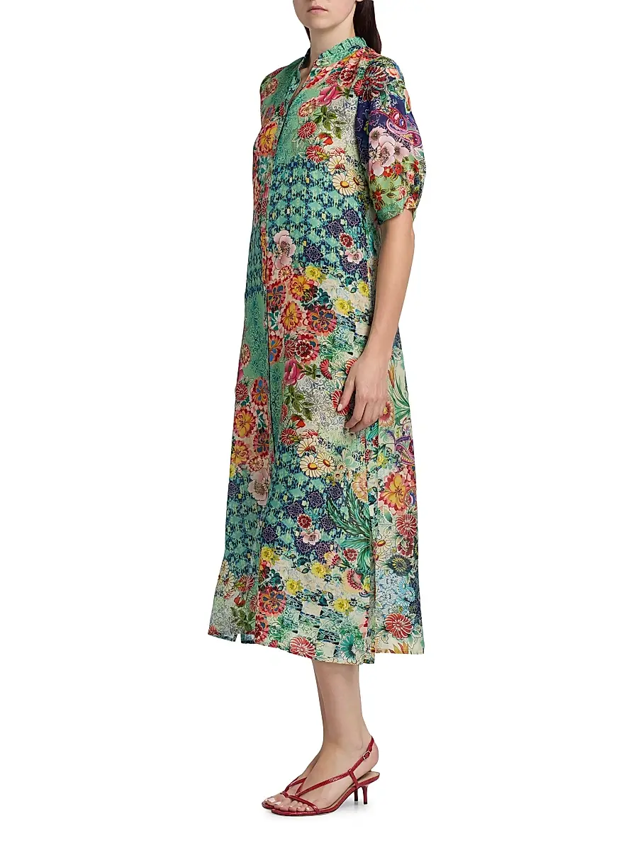 Johnny Was Women's Carlina Silk Midi-Shirtdress | Thumbnail 4 Johnny Was Women's Carlina Silk Midi-Shirtdress | Thumbnail 4