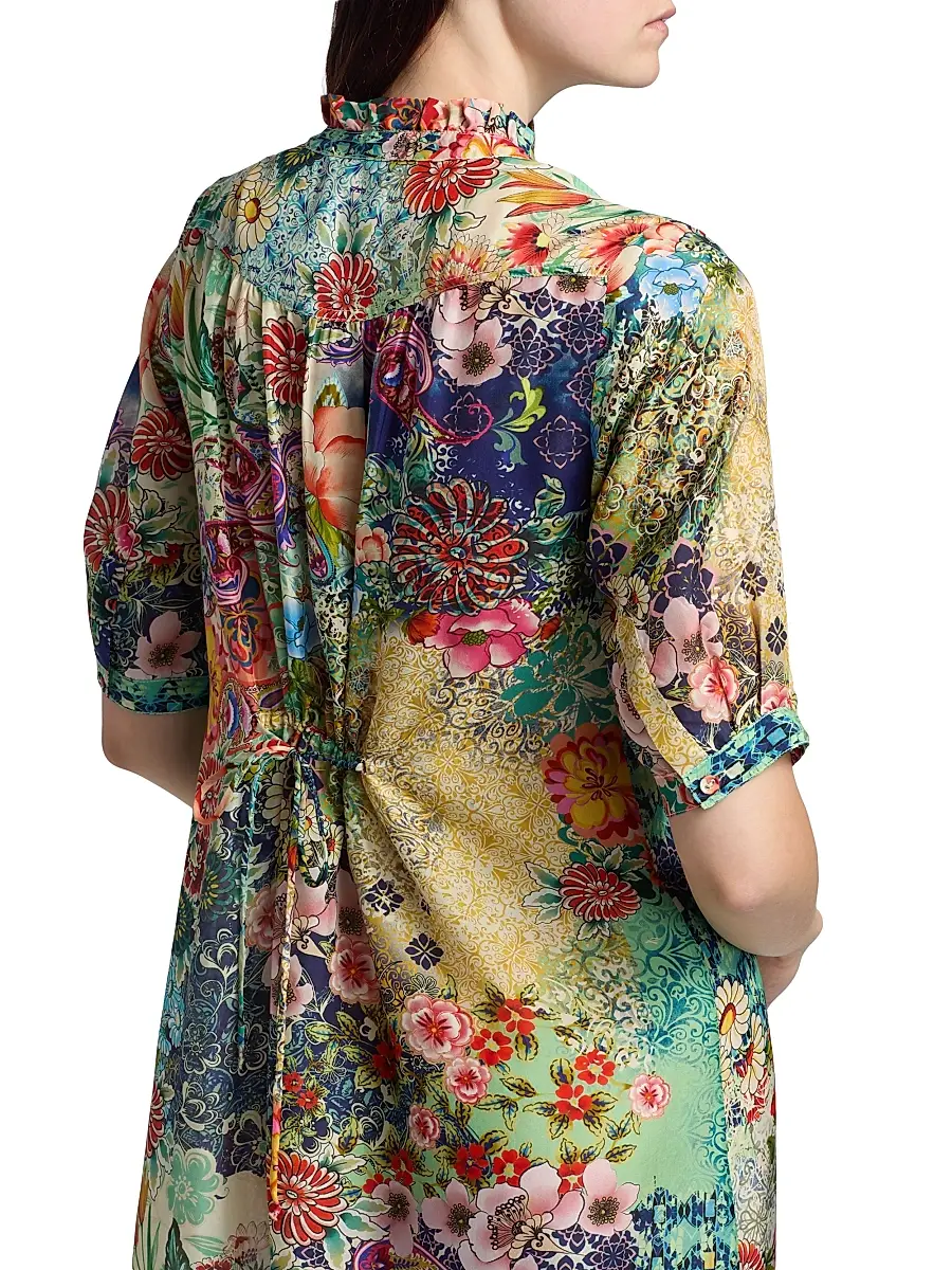 Johnny Was Women's Carlina Silk Midi-Shirtdress | Thumbnail 6 Johnny Was Women's Carlina Silk Midi-Shirtdress | Thumbnail 6