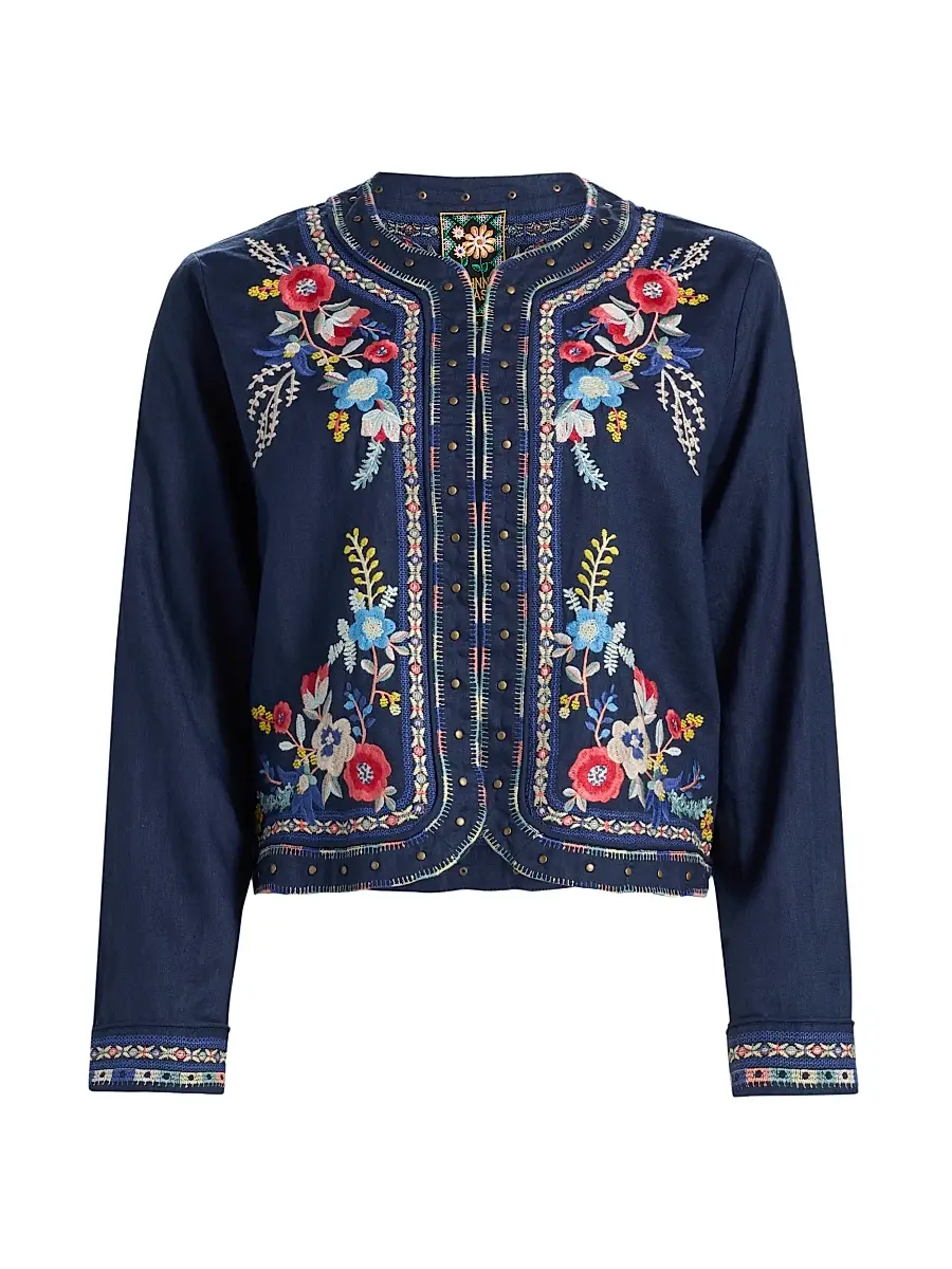 Johnny Was Women's Embroidered Linen Bolero Jacket | Image 1 Johnny Was Women's Embroidered Linen Bolero Jacket | Image 1