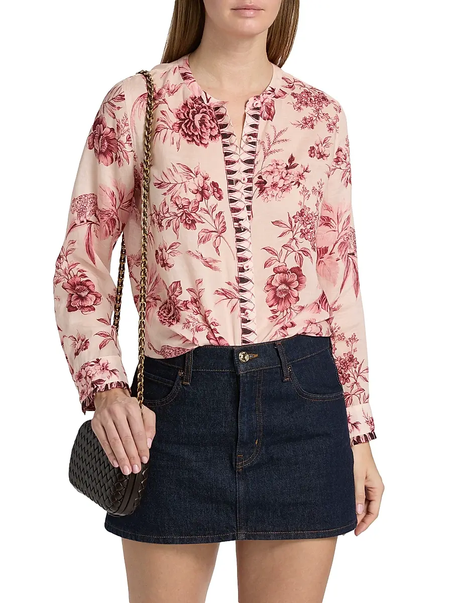 Johnny Was Women's Printed Ruffle-Cuff Blouse | Thumbnail 3 Johnny Was Women's Printed Ruffle-Cuff Blouse | Thumbnail 3